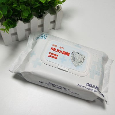 Disposable anti-bacterial disinfectant alcohol cleaning wet wipe 75% 80 sheets