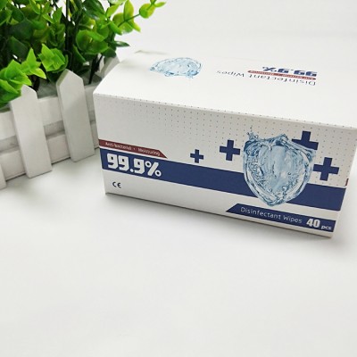 40pcs/box 75% alcohol antiseptic disinfectant cleaning wet wipes for personal,toallitas desinfectantes